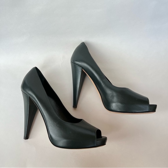 Bally Dark Green Eddi Peep Toe Pumps - Picture 4 of 7